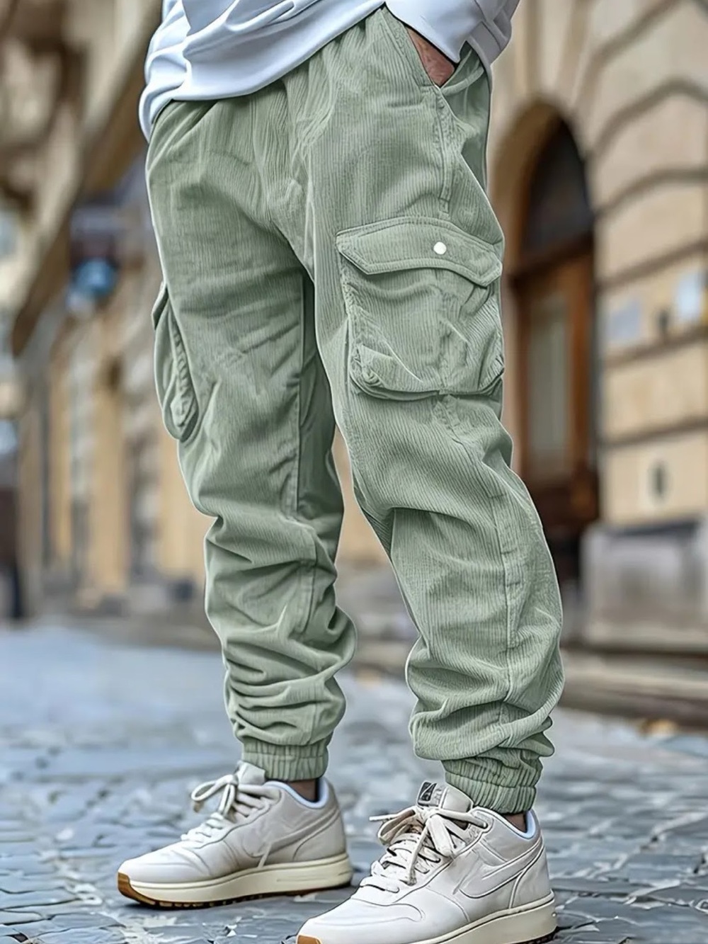 1- Sage Green Cargo Joggers (missing cord)
